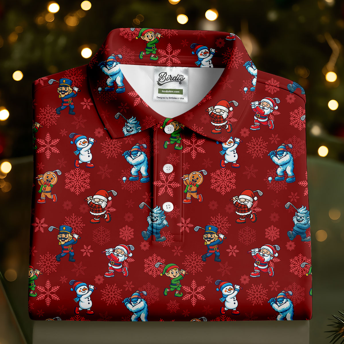 Funny Christmas Characters Golf Pose Red Golf Shirt, Christmas Golf Shirt, Ladies Golf Shirts, Women's Polo Shirt