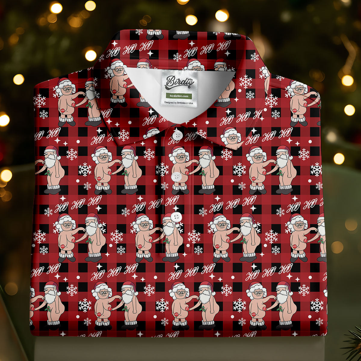Ho Ho Ho Naughty Couple Funny Santa Christmas Golf Shirt, Fun Women's Golf Shirts, Ladies Golf Polos