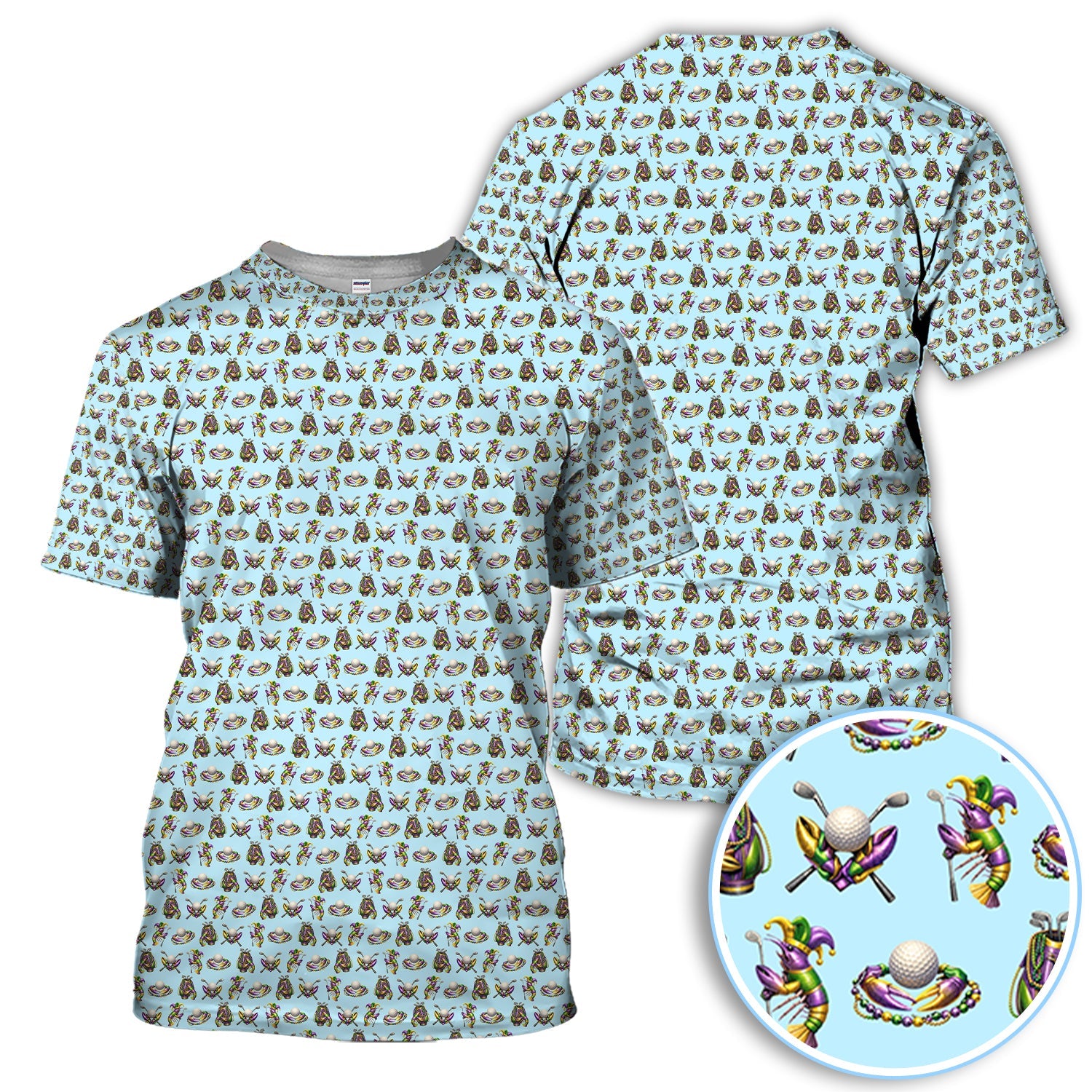 Mardi Gras Golf Pattern Polos, Carnival Golf Shirt For Men, Golf Gift For Golfer