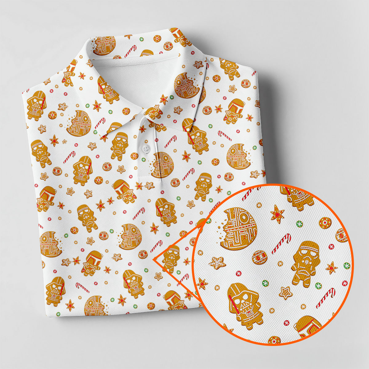 Funny Gingerbread Villain Character Christmas Golf Shirt, White Golf Polo, Women's Golf Tops