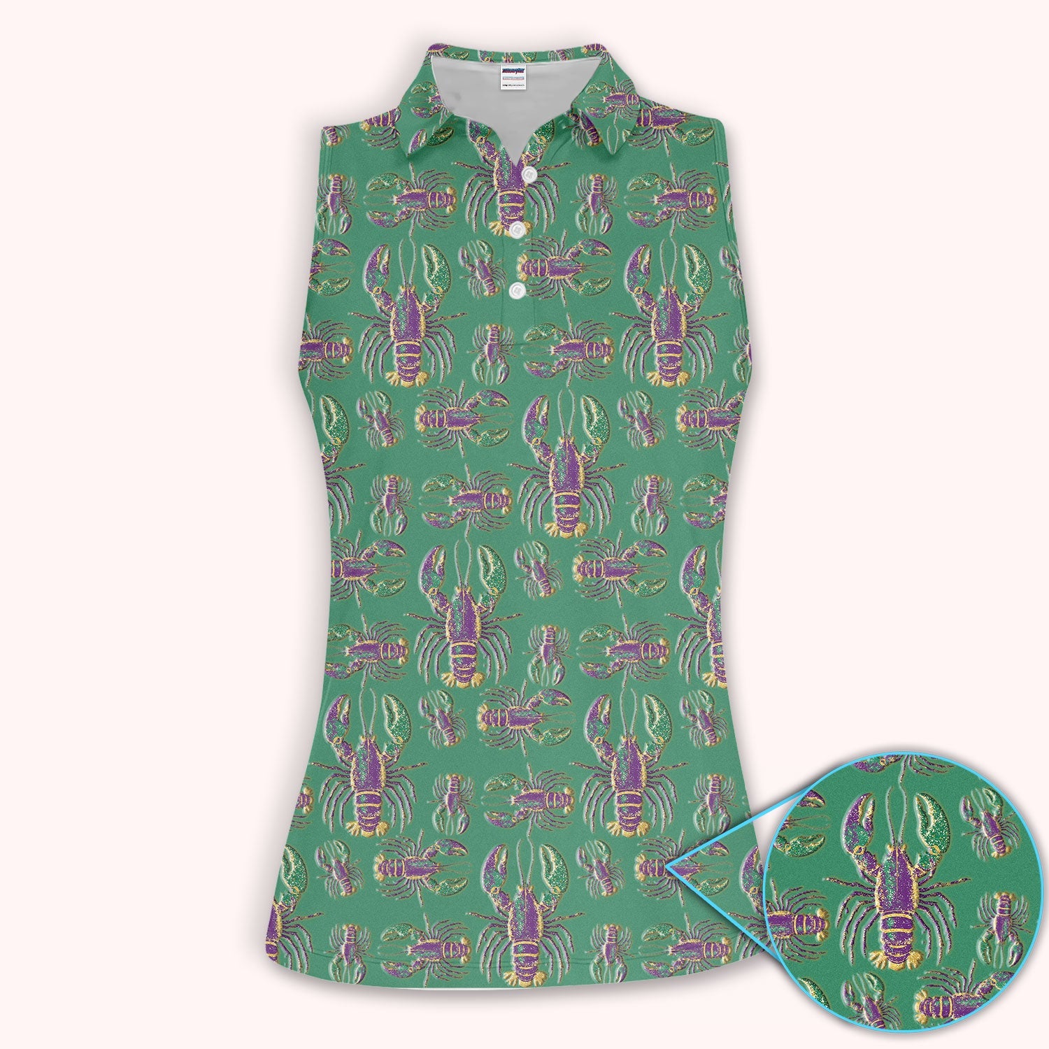 Crazy Louisiana Crawfish Golf Shirt For Women, Mardi Gras Crawfish Pattern Golf Polos, Golf Gift For Golfer