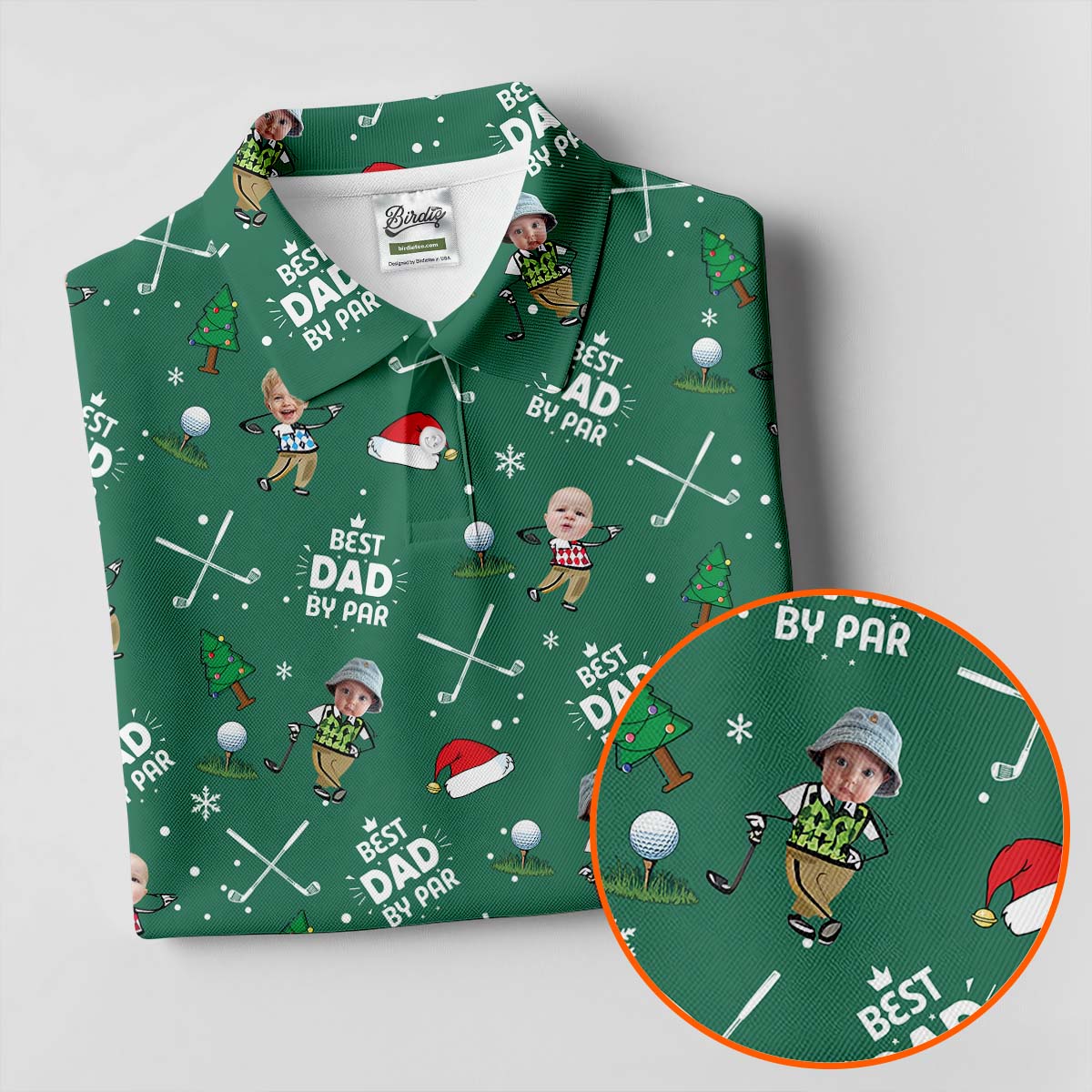Custom Face Best Dad By Par Green Golf Shirt, Christmas Golf Shirt, Ladies Golf Polos, Women's Polo Shirt