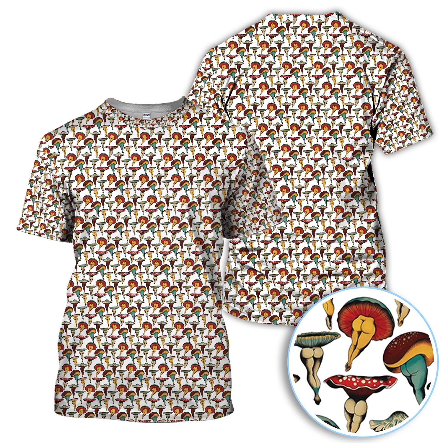 Vintage Mushroom Pattern Golf Shirt, Funny Golf Polos, Crazy Golf Gift For Golfer