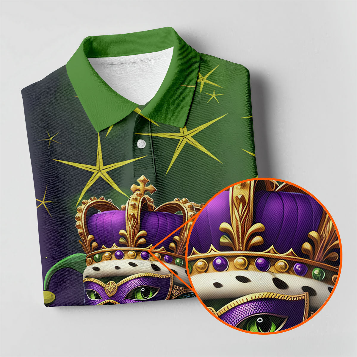 Mardi Gras Aligator Crown Mask Purple Green Gold Women's Golf Shirts, Women's Golf Tops, Ladies Golf Shirts