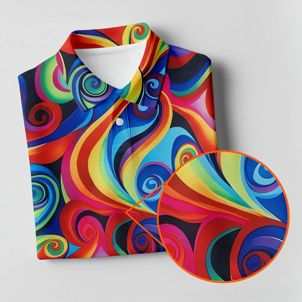 Colorful Rainbow Swirl Abstract Golf Shirt, Ladies Golf Shirts, Women’s Golf Apparel, Performance Golf Shirt