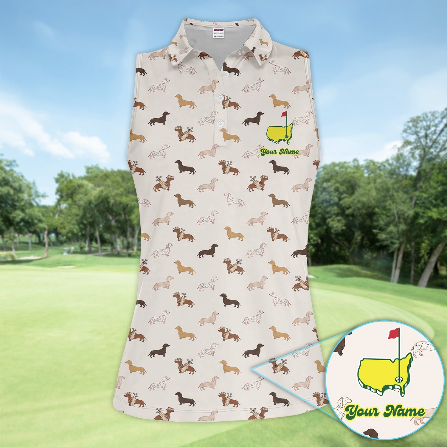 Personalized Dachshund Dog Golf Pattern Shirt, Cute Dachshund Golf Shirt For Women, Dog Lover Golf Gift