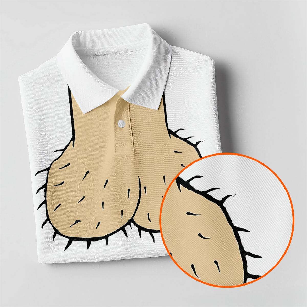 White Funny Dickhead Faux Chest Golf Shirt, Funny Halloween Shirt, Adult Costume Shirt