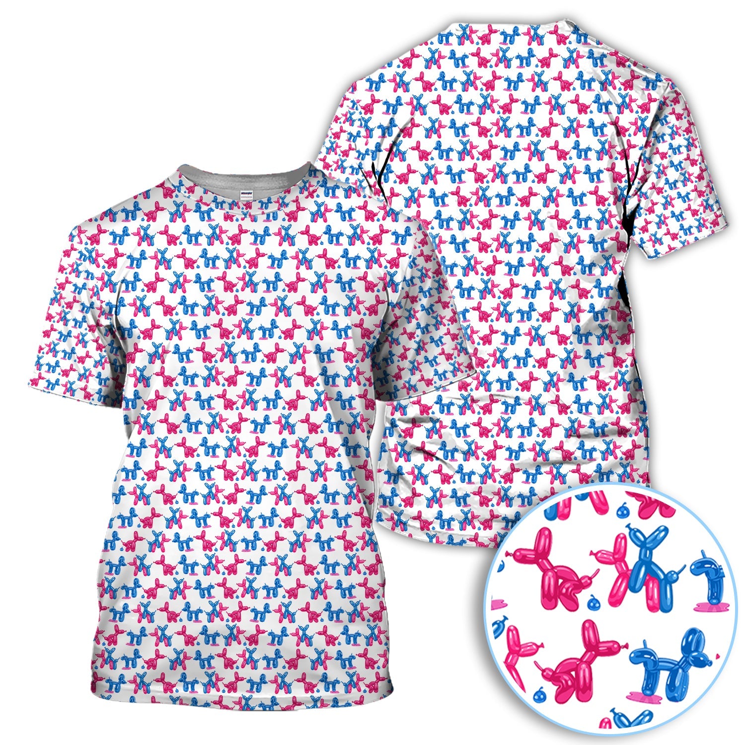 Balloon Dog Pattern Golf Polos, Funny Golf Shirts For Men, Golf Gift For Golfer