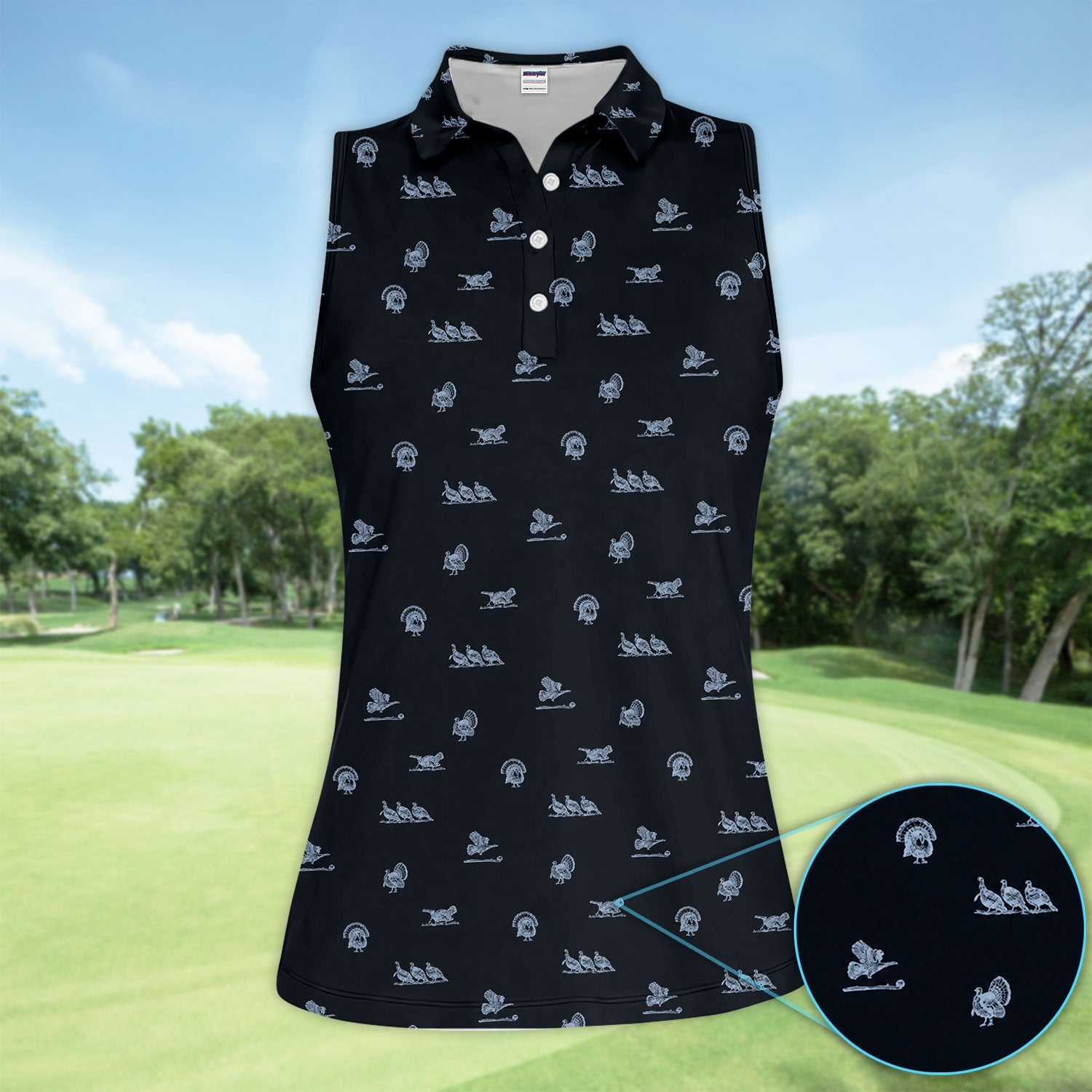 Vintage Turkey Hunting Golf Pattern Shirt, Wild Turkey Camo Golf Shirt For Women, Hunter Gift