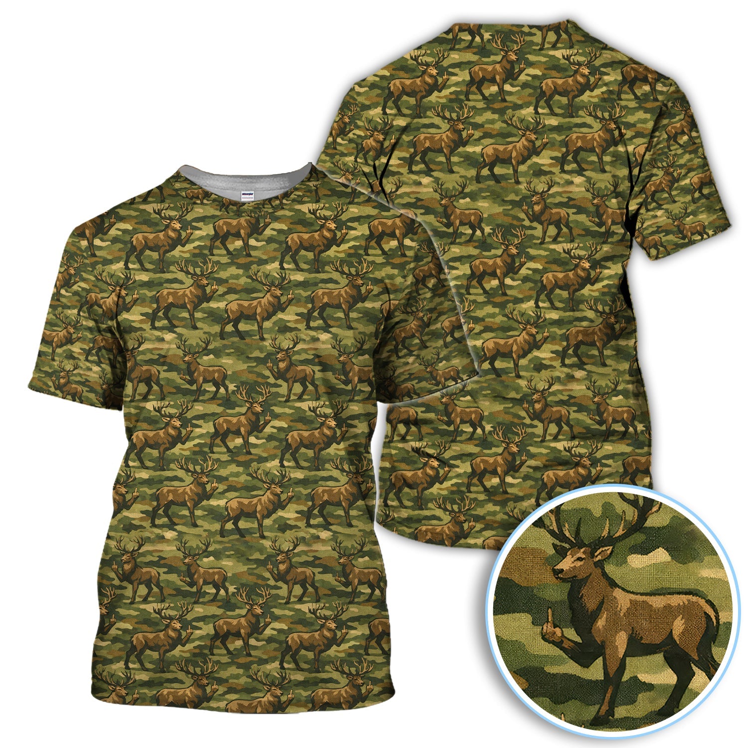 Camo Pattern Golf Polos For Golfer, Funny Deer Golf  Shirt, Men Golf Gift
