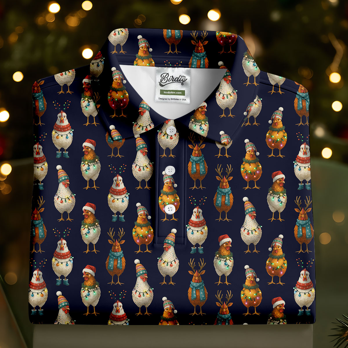 Funny Chicken Christmas Polo Shirt Unique Gift For Golfer, Ladies Golf Shirts, Golf Gifts For Women