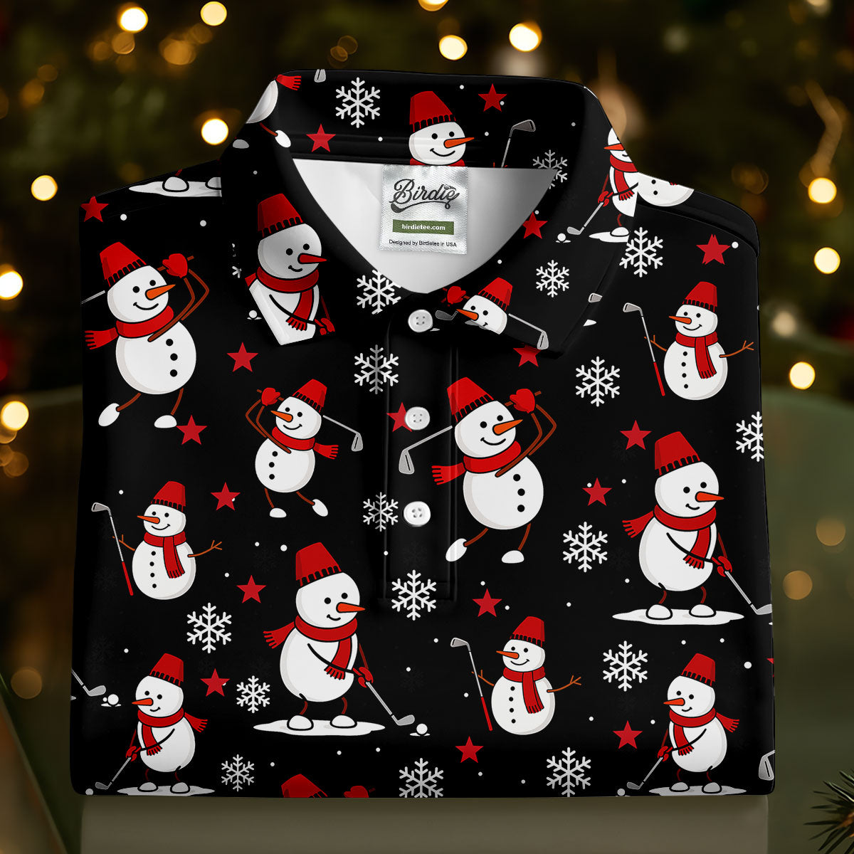 Cute Snowman Golf Pose Black Golf Shirt, Christmas Golf Shirt, Ladies Golf Shirts, Golf Gifts For Women