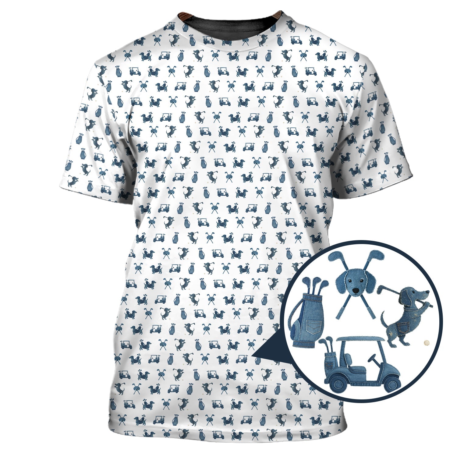 Dachshund Golf Shirt For Golfer, Funny Pattern Golf Shirt, Dog Golf Shirt, Golf Gift For Men