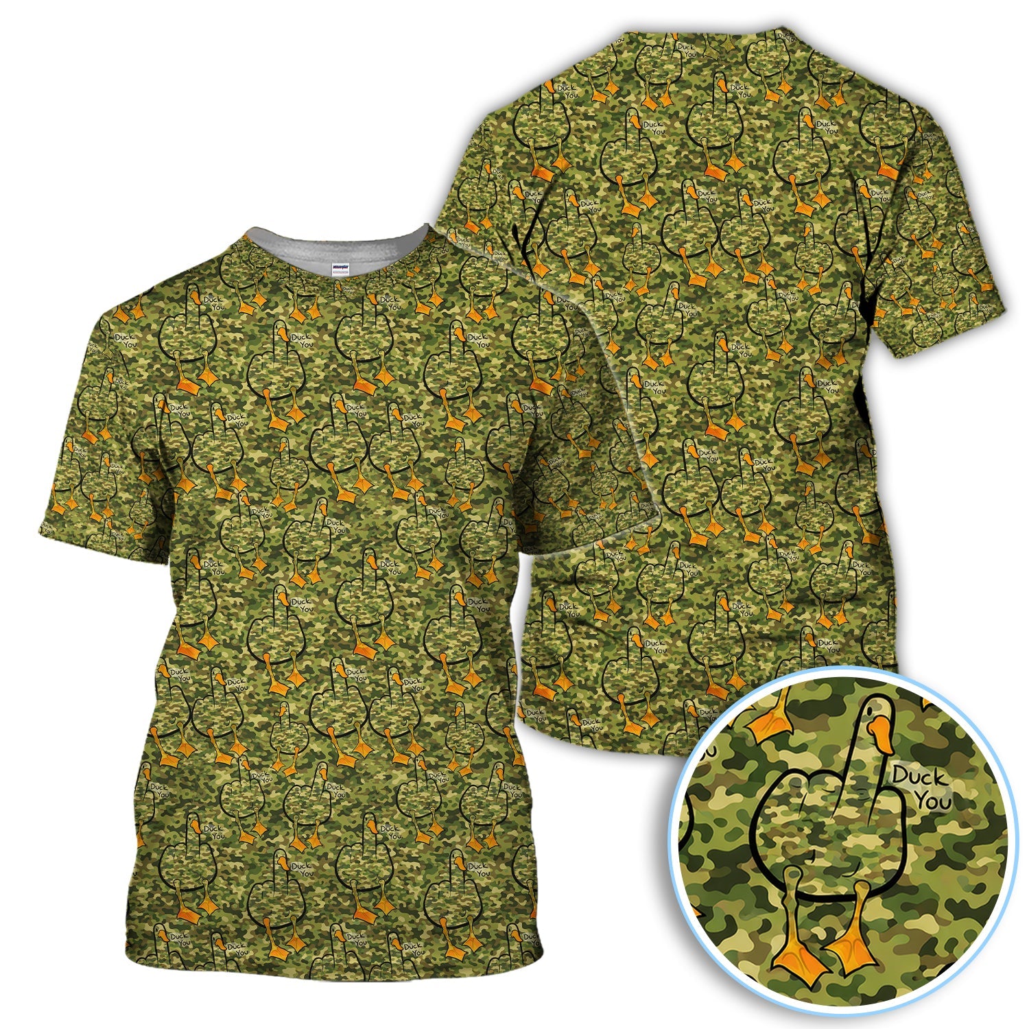 Funny Duck Pattern Golf Polos, Camo Golf Shirt For Golfer, Golf Gift For Men