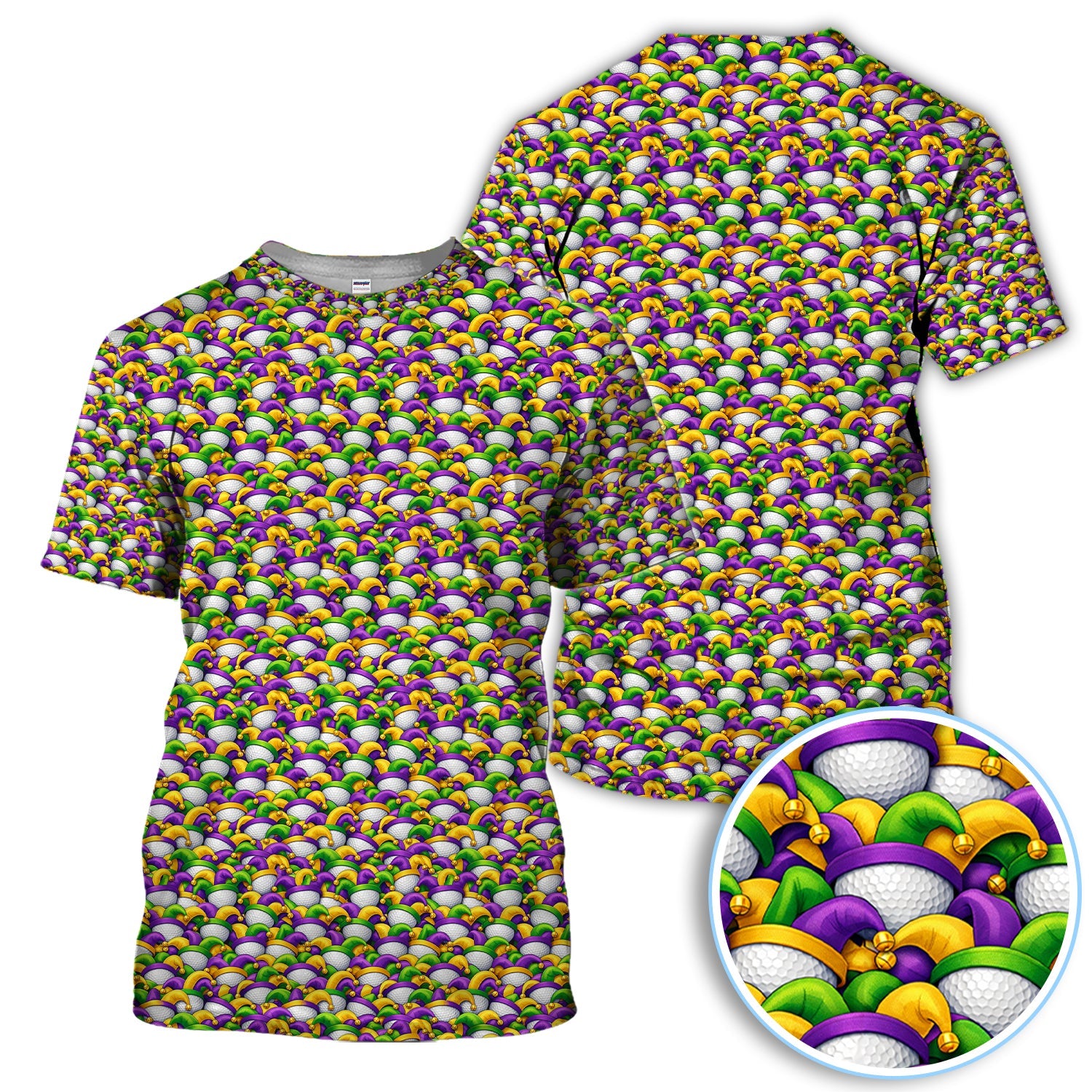 Carnival Golf Pattern Polos, Mardi Gras Golf Shirt For Golfer, Golf Gift For Men