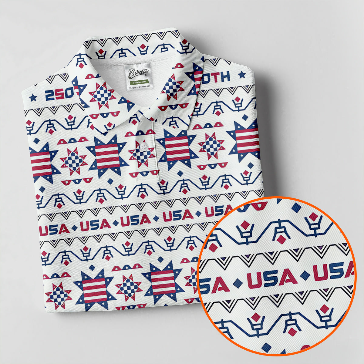 Red White Blue Ohio Star Quilt Pattern 4th Of July Women Golf Top, 250th Anniversary Patriotic Golf Shirt