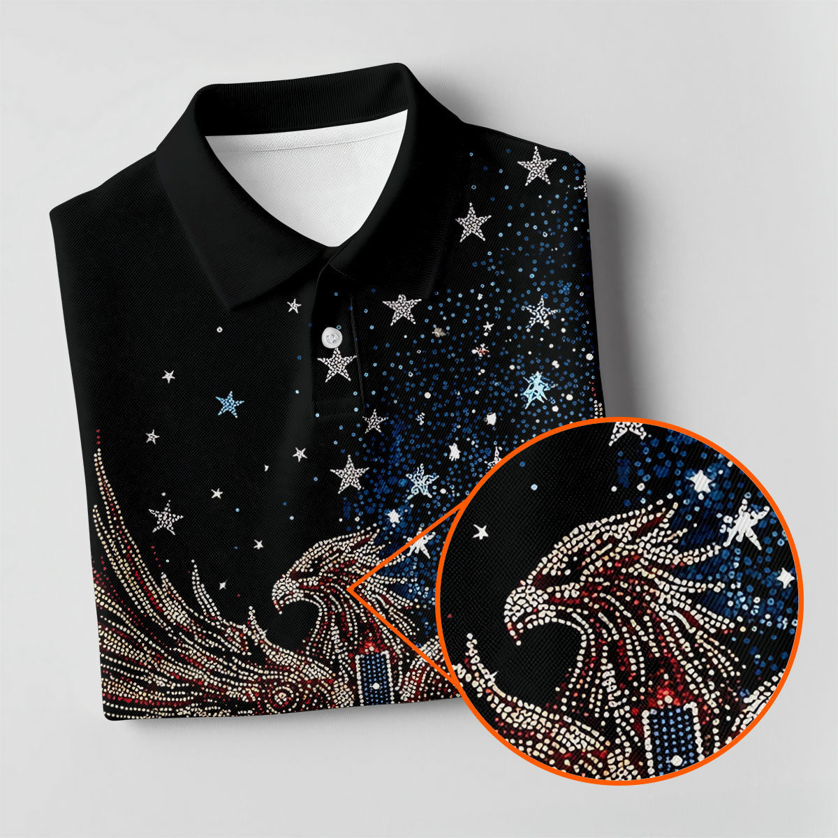 Faith Cross Patriotic Eagle Rhinestones Pattern 4th Of July Golf Shirt, 250 Years Golf Shirts For Men