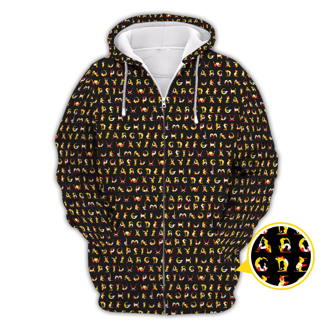 Humanoid Alphabet Pattern Golf Polos, Funny Golf Shirt , Golf Gift For Men's
