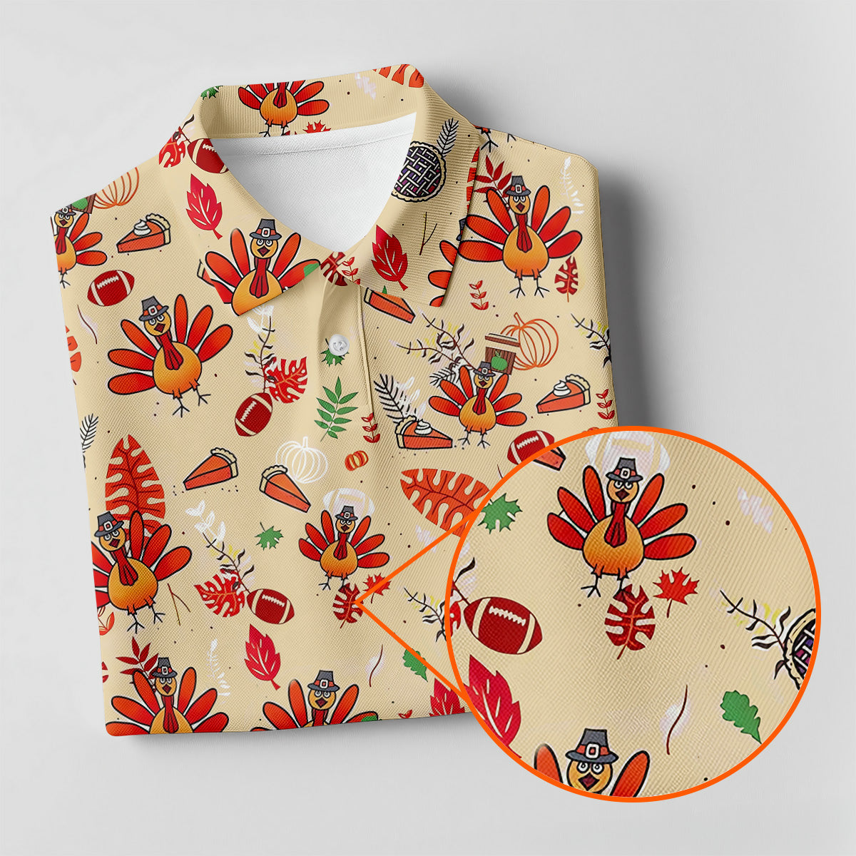 Funny Turkey Hawaiian Pattern Thanksgiving Women's Golf Tops, Fun Women's Golf Shirts, Ladies Golf Shirts
