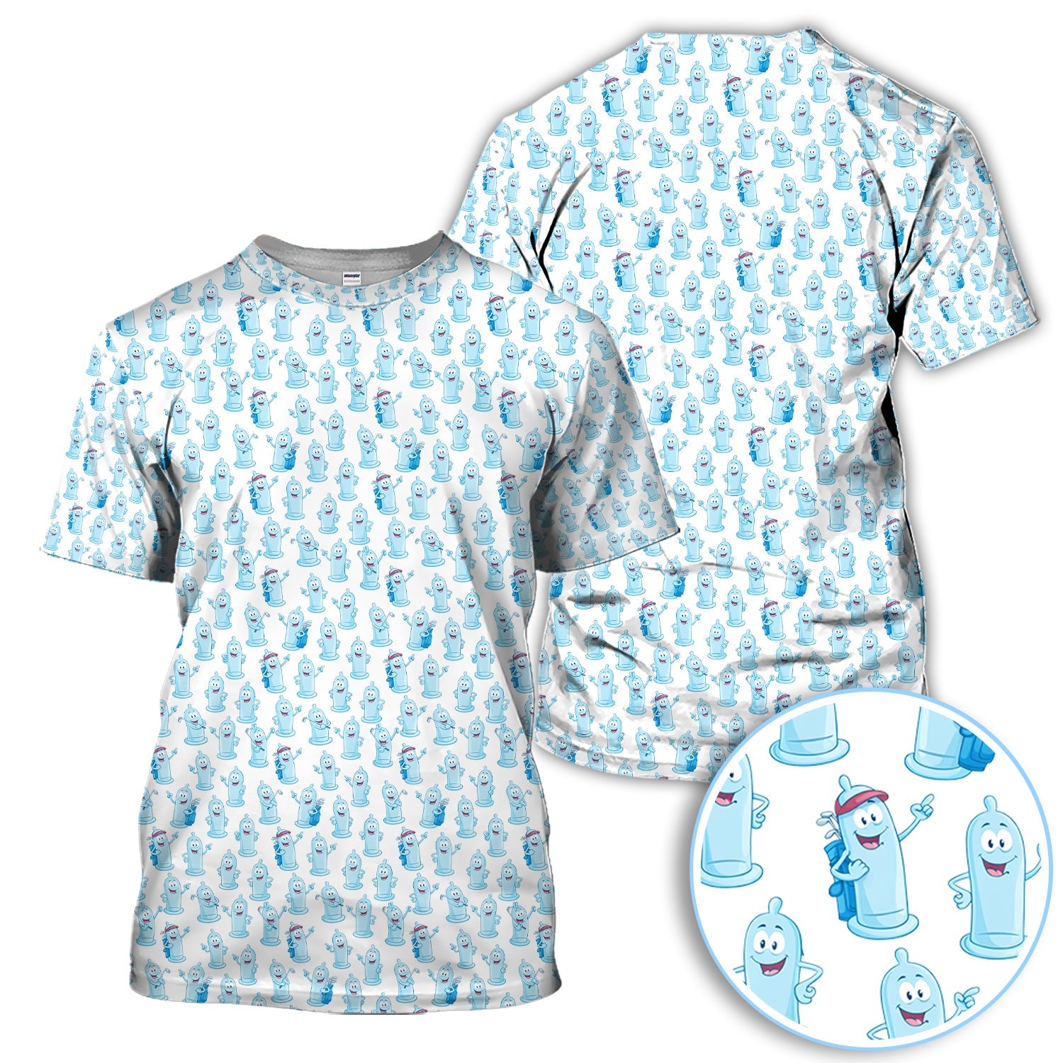 Funny Pattern Golf Polos, Light Blue Golf Shirt For Golfer, Golf Gift For Men