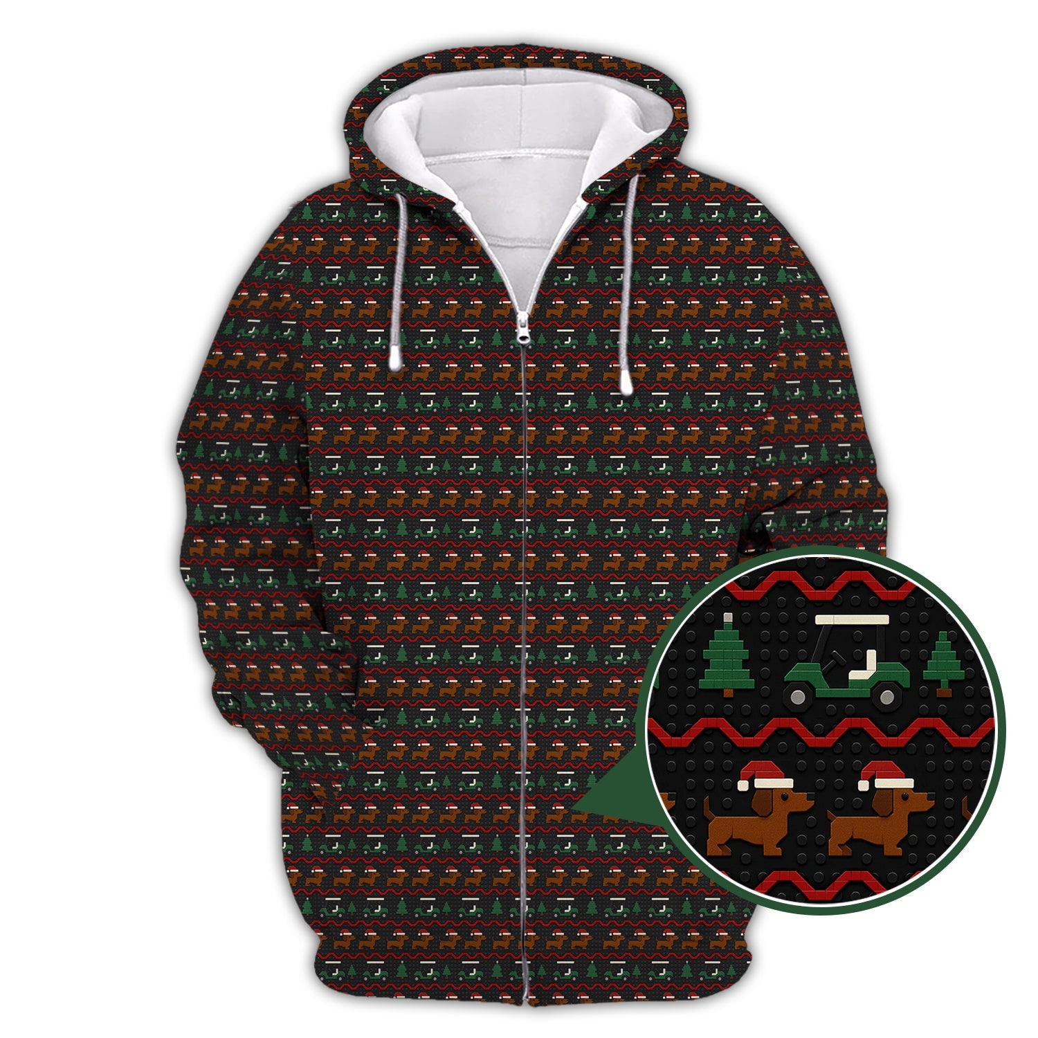 Dog Pattern Golf Shirt, Dachshund Golf Shirt, Christmas Golf Shirt For Men, Funny Golf Shirt For Golfer