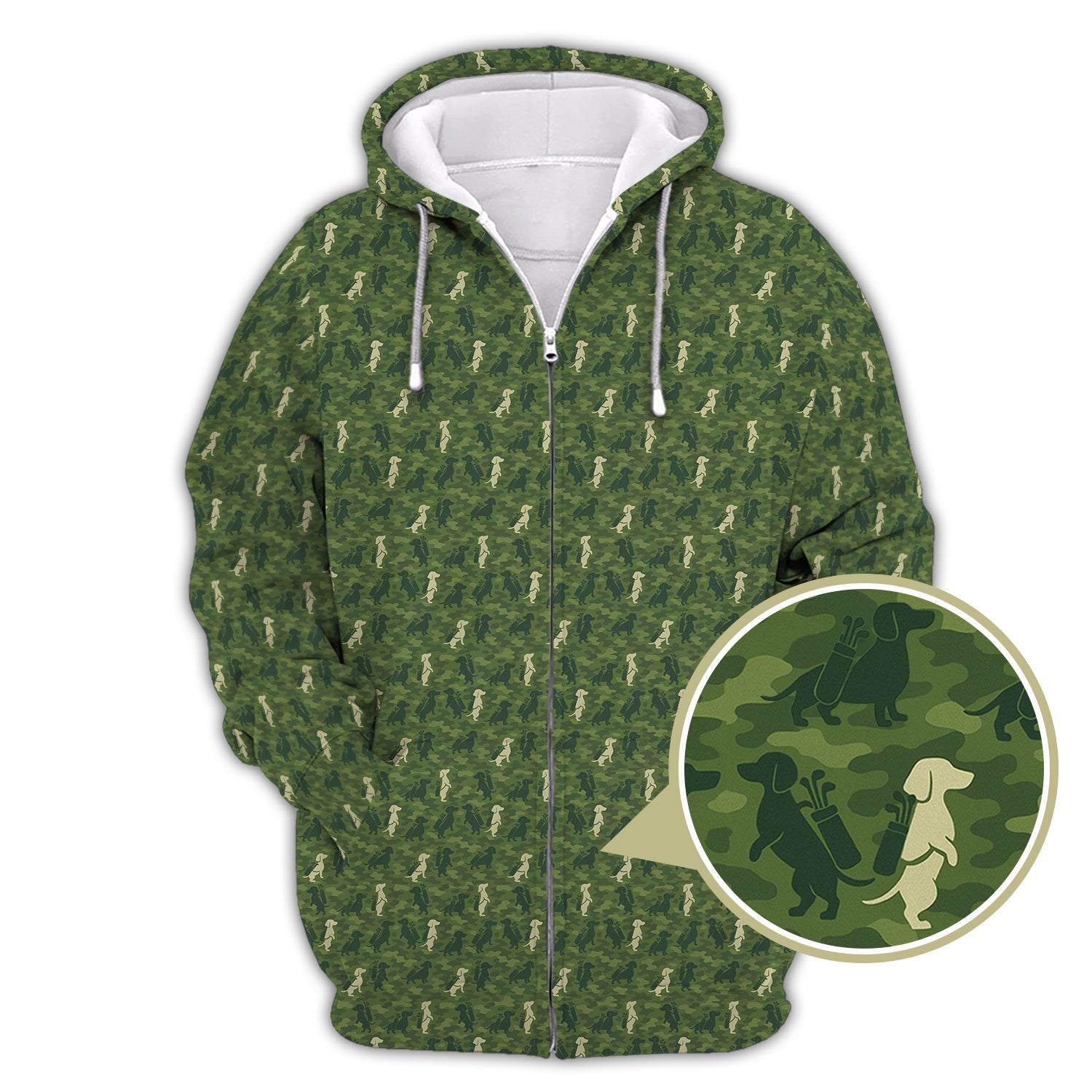 Dog Pattern Golf Shirt, Dachshund Golf Shirt For Golfer, Funny Camo Golf Shirt, Crazy Golf Shirt For Men