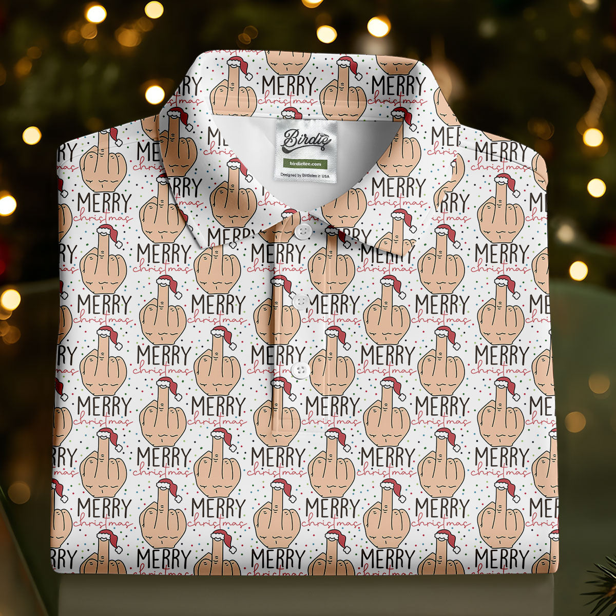 Funny Santa Dirty Finger Merry Christmas Women's Golf Shirts, Christmas Golf Shirt, Ladies Golf Polos