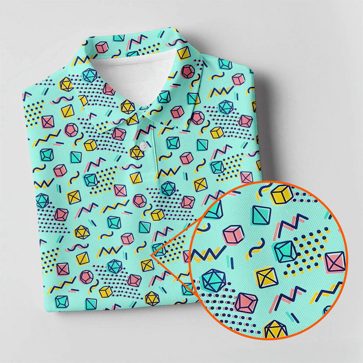 90s Dice Memphis Style Light Mint Green Cute Golf Shirt, Women's Polo Shirt, Ladies Golf Shirts