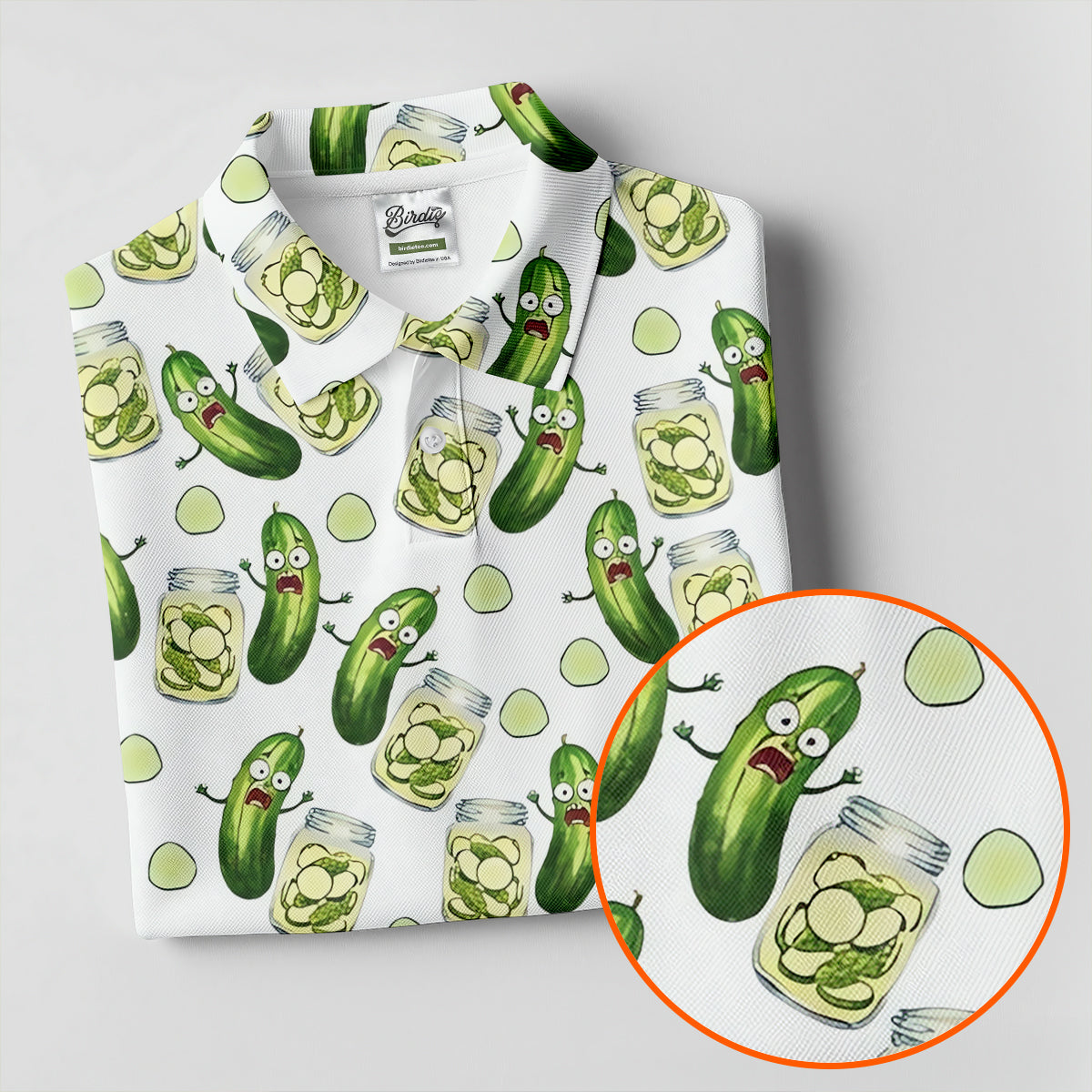 Funny Pickle Hawaiian Golf Shirt, Cartoon Style Women's Golf Tops, Ladies Golf Shirts