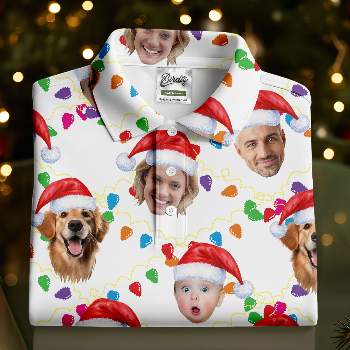 Custom Face Christmas White Polo ShirtFunny Christmas Shirts For Family, Golf Gifts For Women