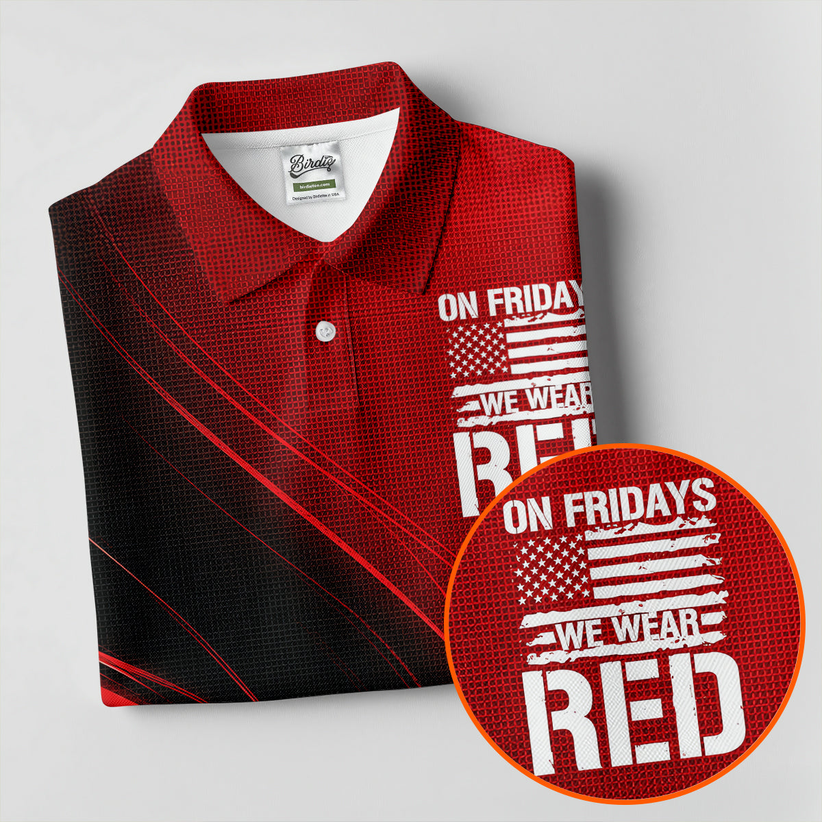 On Friday We Wear Red Faith Cross Red Black Gradient Patriotic Golf Shirt, 250 Years Golf Shirt For Women