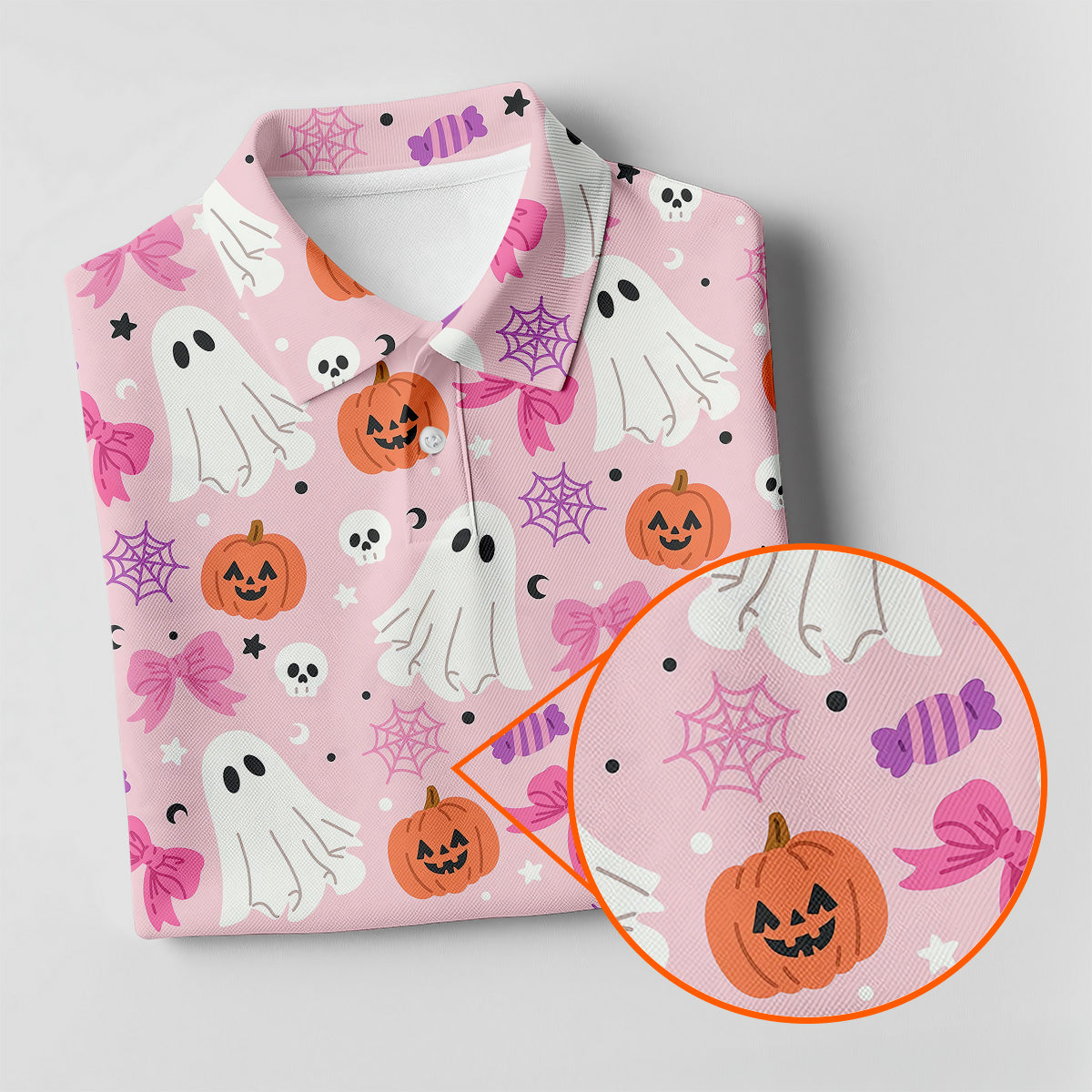 Ghost Coquette Candy Halloween Fun Women's Golf Shirts, Women's Golf Tops, Ladies Golf Shirts