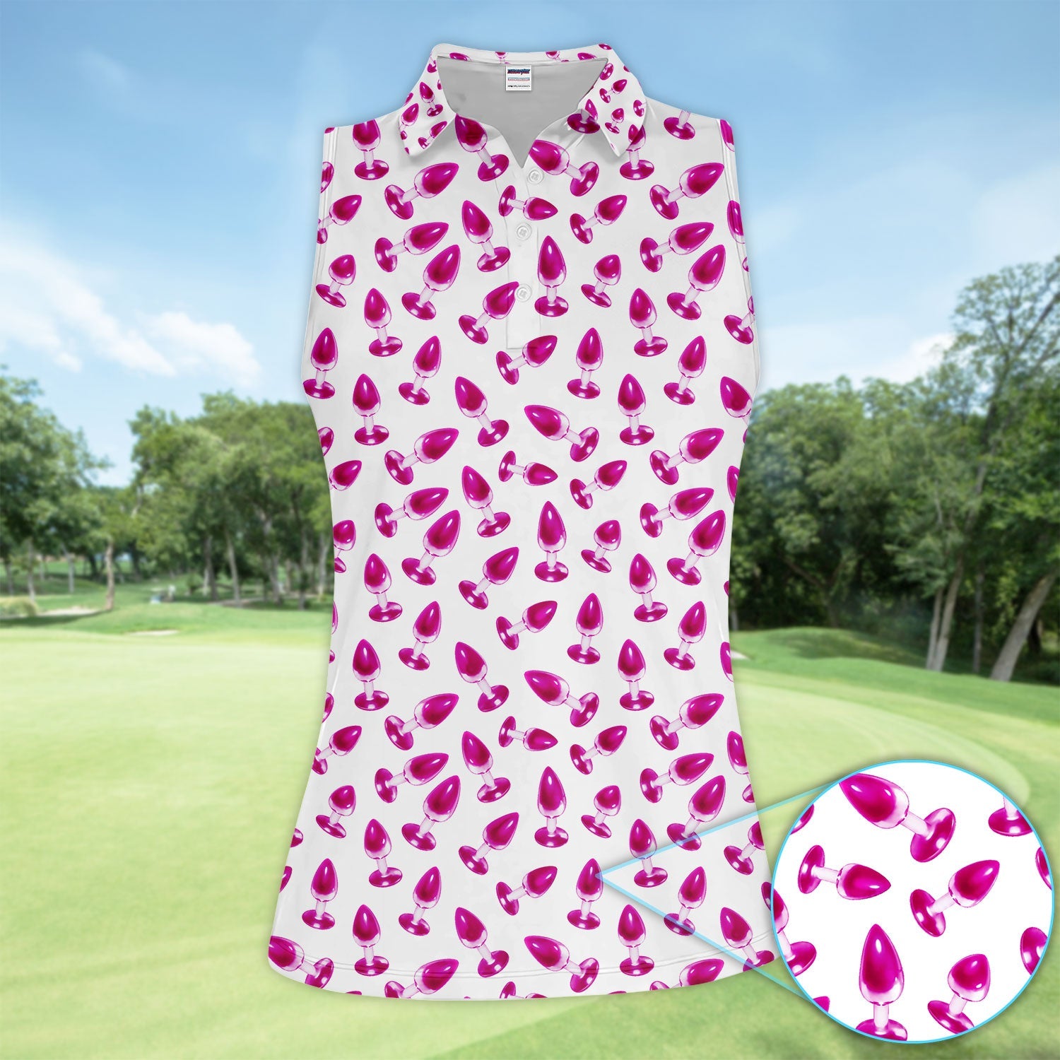Funny Pink Plug Pattern Shirt, Adult Humor Golf Shirt For Women, Bachelor Party Gift