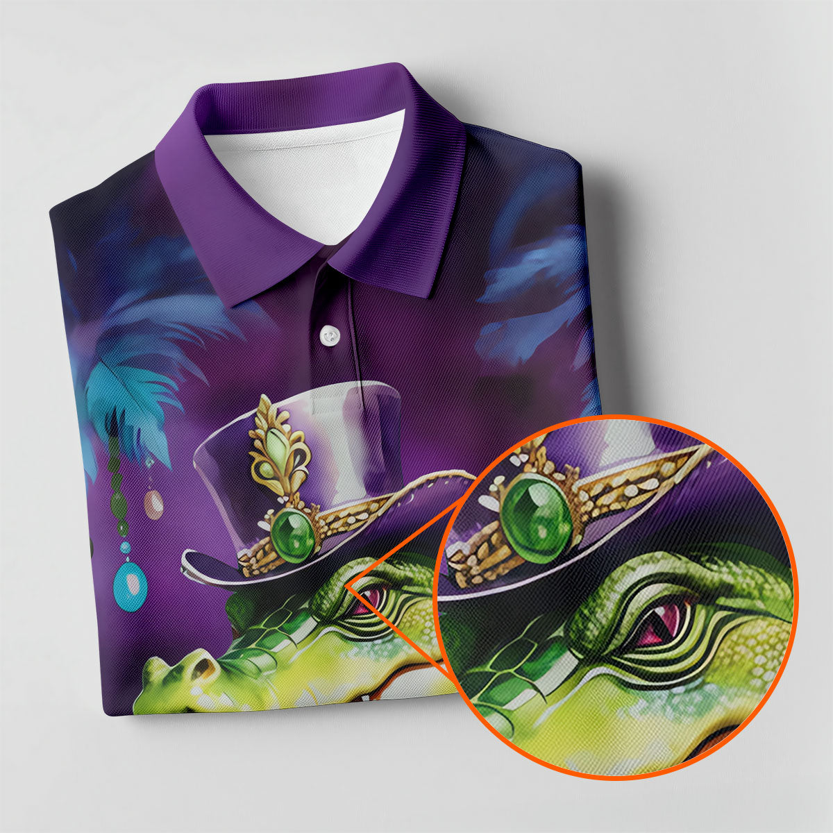 Mardi Gras Alligator Purple Golf Shirt, Fun Women's Golf Shirts, Women's Golf Tops, Ladies Golf Polos
