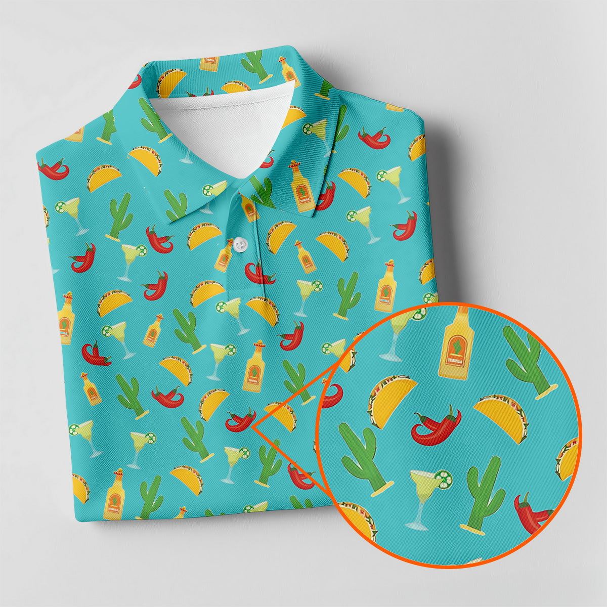 Tropical Vibe Hawaiian Pattern Turquoise Golf Shirt, Women's Golf Tops, Golf Gift For Ladies