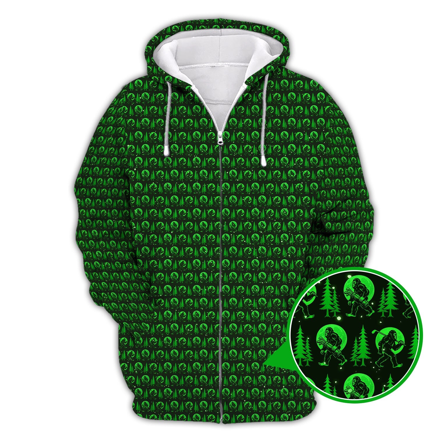 Bigfoot Golf Pattern Shirt, Funny Sasquatch Golf Polos, Golf Gift for Men, Crazy Golf Shirts For Golfers