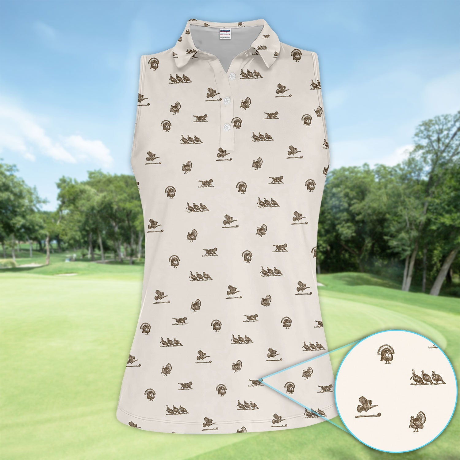 Vintage Turkey Hunting Golf Pattern Shirt, Wild Turkey Camo Golf Shirt For Women, Hunter Gift