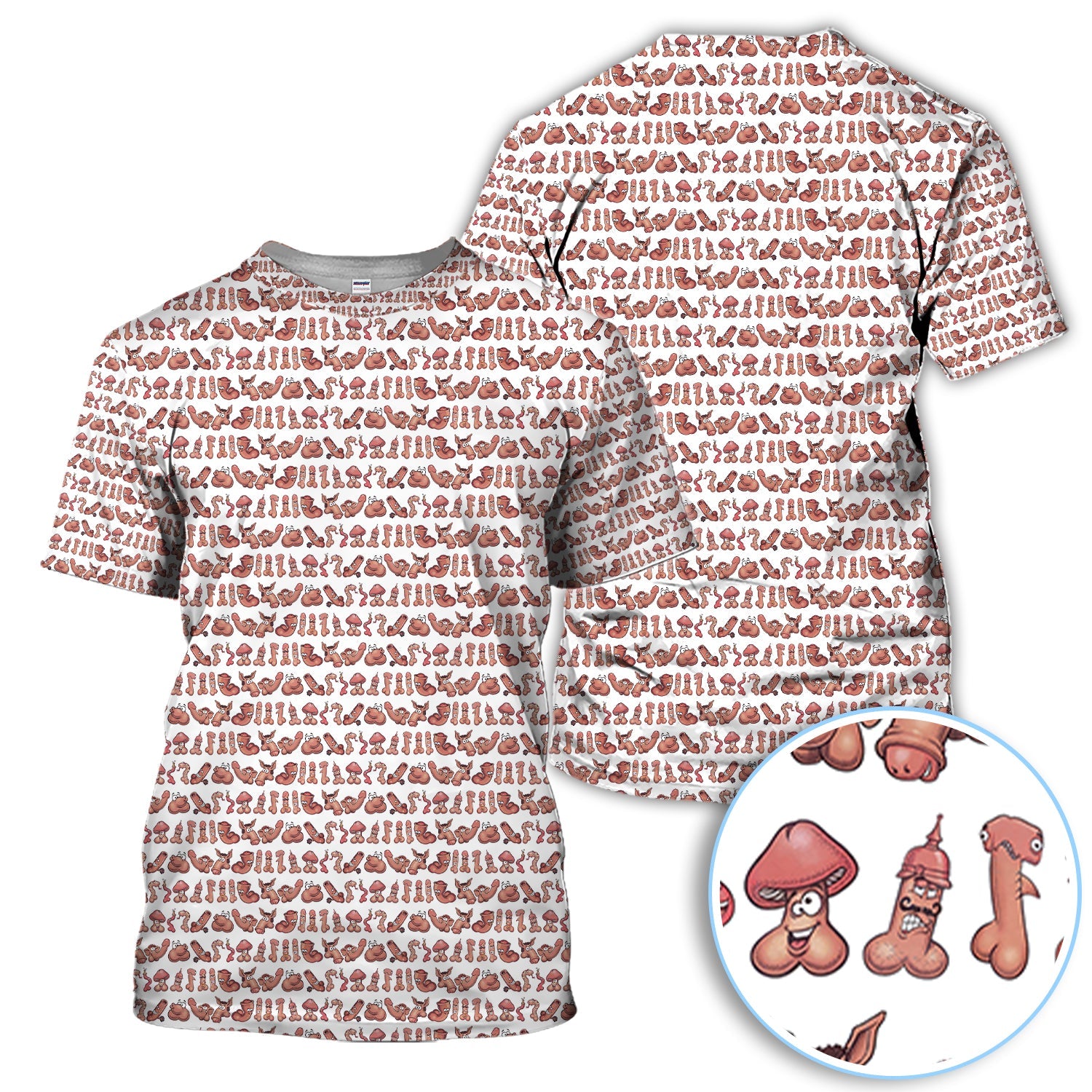Playful Abstract Cartoon Pattern Golf Polos, Funny Golf Shirt For Men, Golf Gift For Golfer