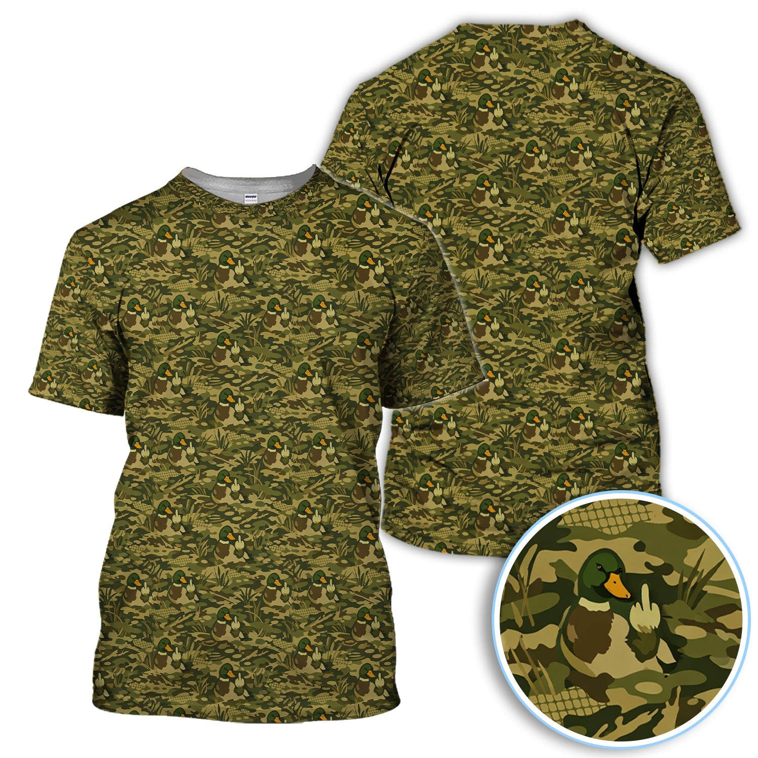 Mallard Duck Camo Pattern Golf Polos, Camouflage, Wild Mallards Golf Shirt For Hunter, Golf Gift For Men