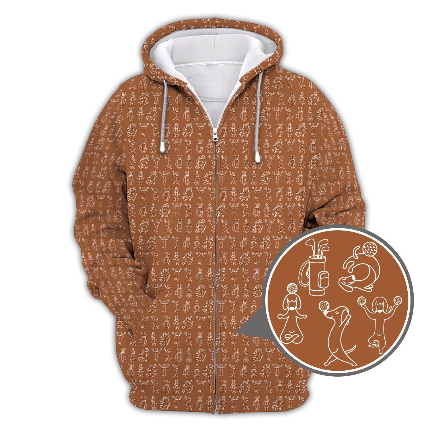 Pattern Golf Shirt, Dachshund Pattern Golf Shirt, Funny Dog Golf Polos For Pet Lovers
