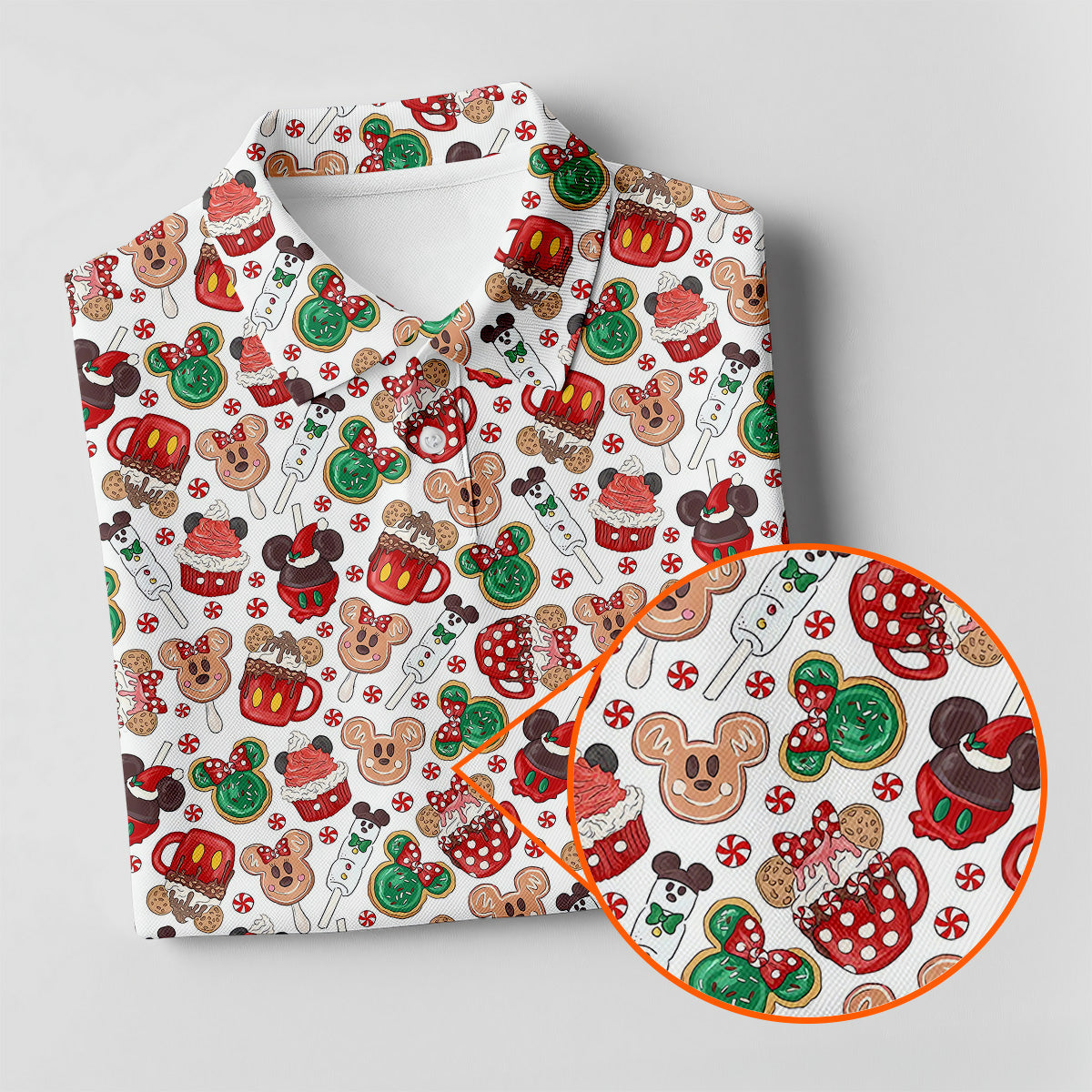 Cute Christmas Dessert Pattern Women's Golf Shirts, Ladies Golf Polos, Christmas Golf Shirt
