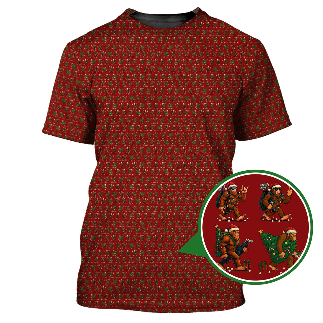 Funny Pattern Golf Shirt For Men, Bigfoot Golf Shirt, Christmas Golf Shirt For Golfer