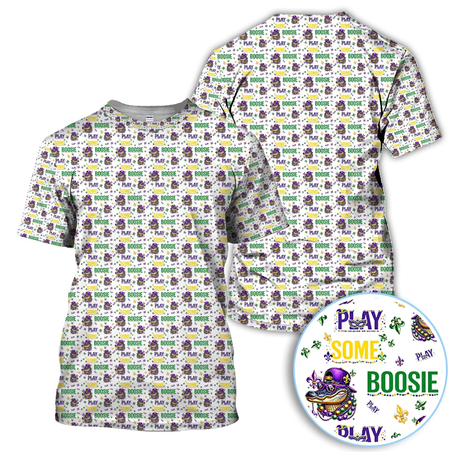 Play Some Boosie Pattern Golf Shirt, Mardi Gras Golf Polos For Golfer, Men Golf Gift