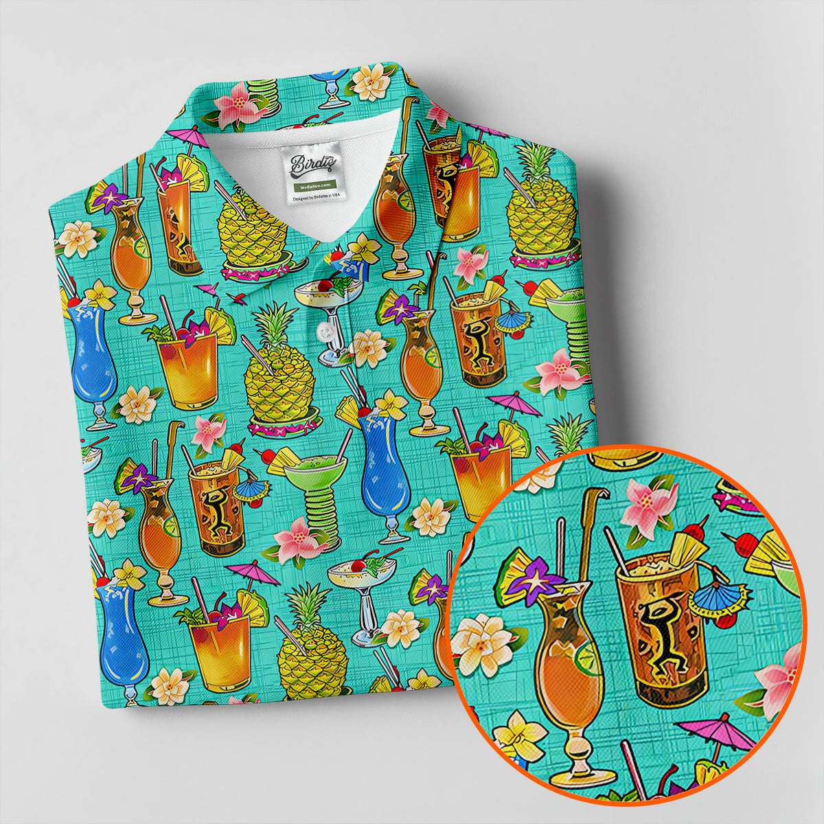 Tropical Cocktail Summer Vibe Retro Golf Shirt, Ladies Golf Tops, Golf Shirt For Women, Ladies Golf Shirts
