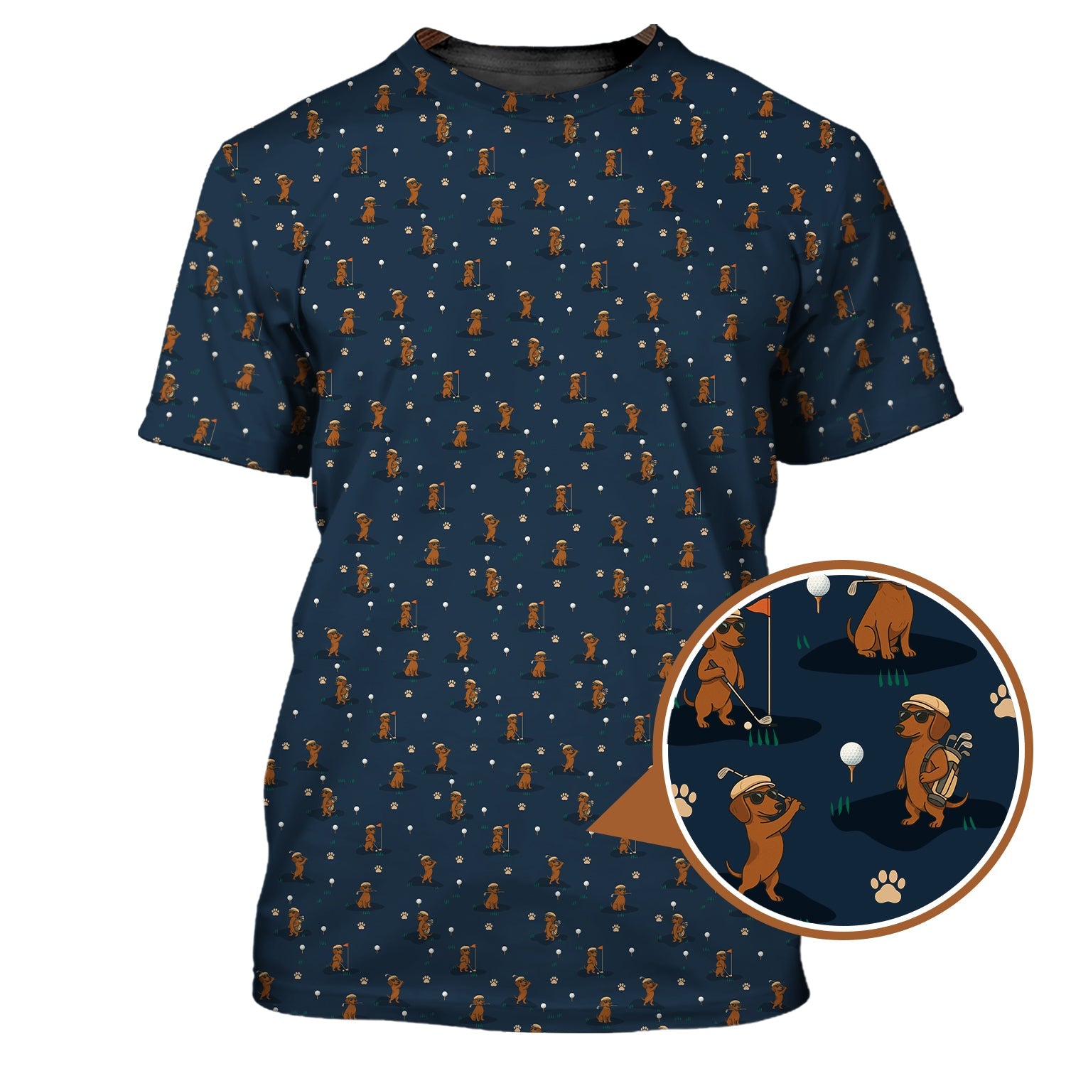 Dog Pattern Golf Shirt, Dachshund Golf Shirt, Golf Gift For Men, Funny Golf Shirt For Golfer