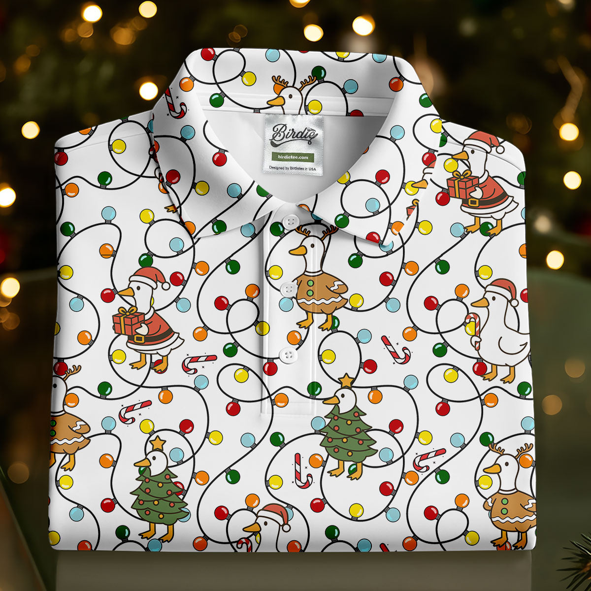 Funny Duck Merry Xmas White Golf Shirts, Christmas Golf Shirt, Golf Gifts For Women, Fun Golf Shirt