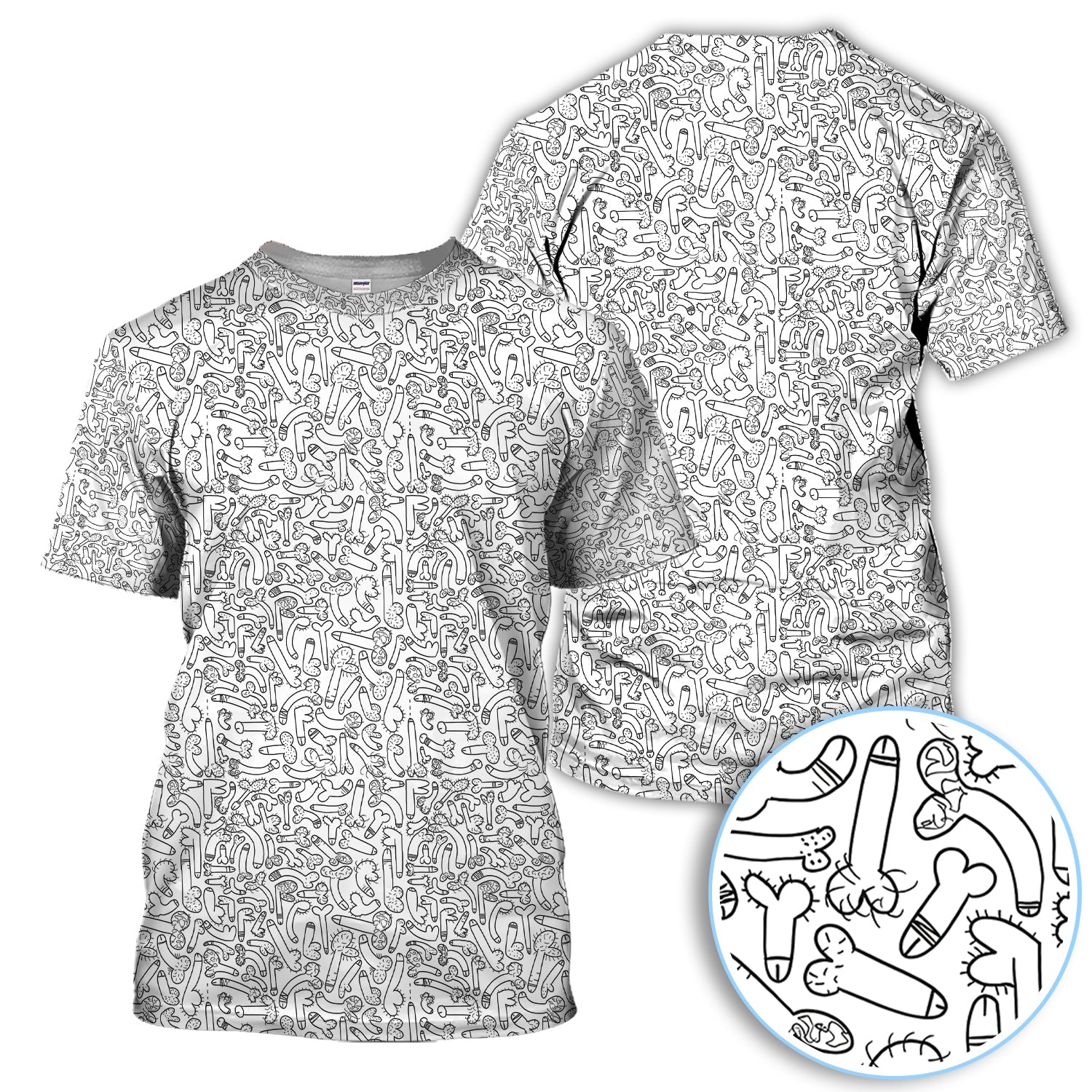Funny Doodle Pattern Golf Shirt, Crazy Golf Polos For Golfer, Golf Gift For Men