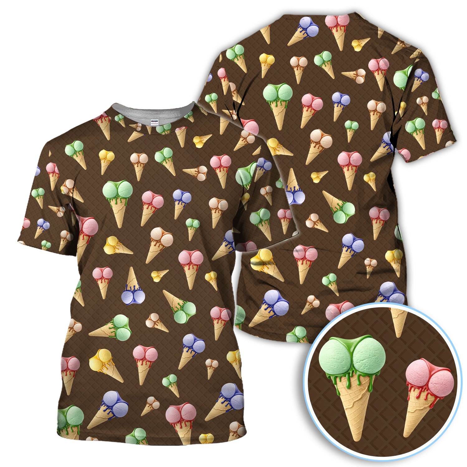 Ice Cream Pattern Golf Polos, Funny Golf Shirt For Golfer, Golf Gift For Men