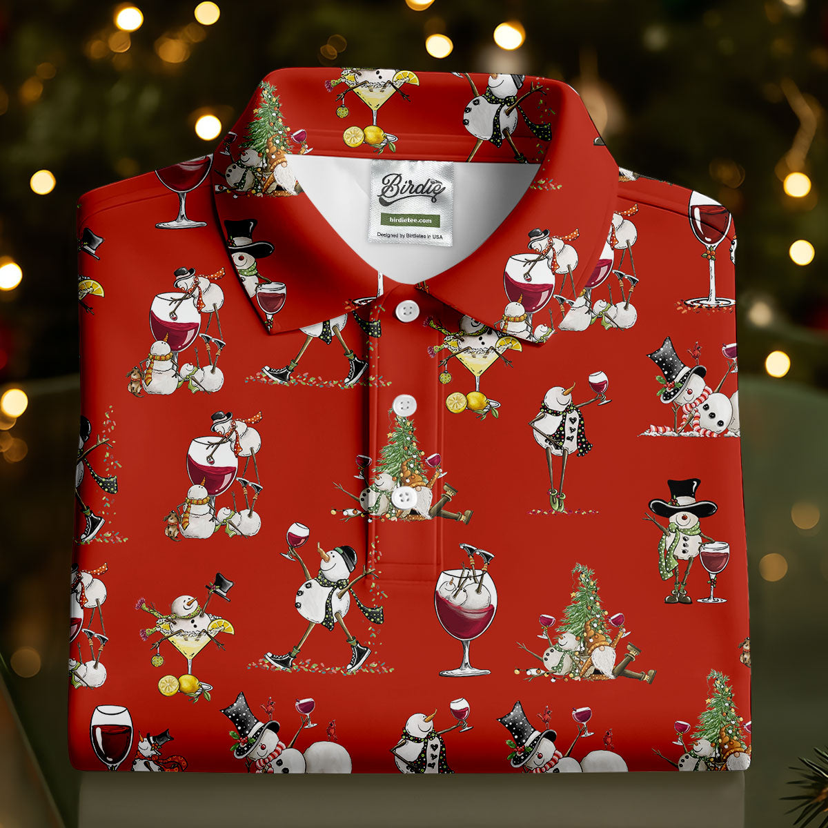Funny Snowman Drinking Wine Red Golf Shirt, Christmas Golf Shirt, Women's Golf Tops, Ladies Golf Shirts
