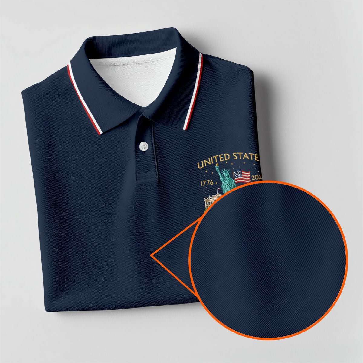 US 250th Anniversary Patriotic Golf Shirt, American Symbols 4th Of July Golf Shirts For Men